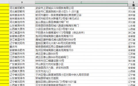 Excel地址数据分省市区（县）详细地址表格方法
