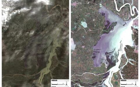 卫星观测：高温下洞庭湖鄱阳湖“瘦成闪电”