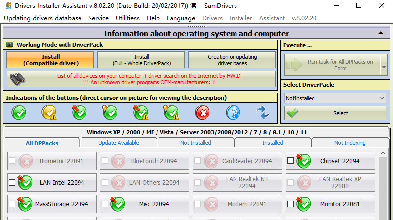老毛子SamDrivers 23.0 Beta，支持Win2000～Win11及Server系统万能驱动包使用教程和免费下载