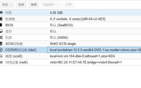 Proxmox PVE虚拟机配置安装Debian 12服务器系统教程